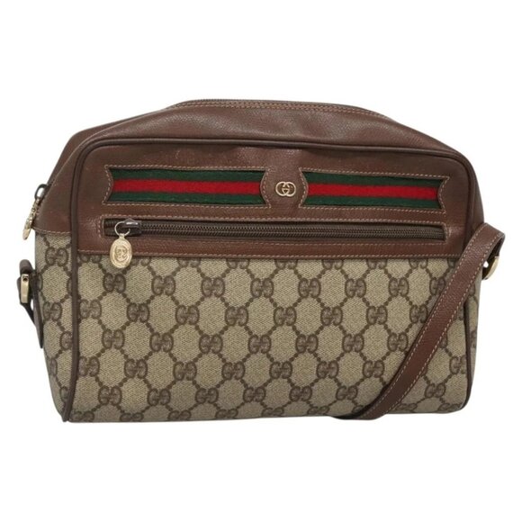 GUCCI GG Supreme Web Sherry Line Bag PVC Beige Gold 001 56 6472 Auth ep10466 - Picture 2 of 16